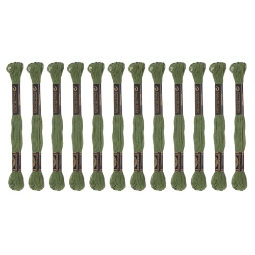 HARFINGTON 12 Skeins Embroidery Floss 8m Each Egyptian Long Fiber Cotton Cross Stitch Thread 26S/2x6 for Embroidery Projects Bracelet, Dark Green - color: Dark Green