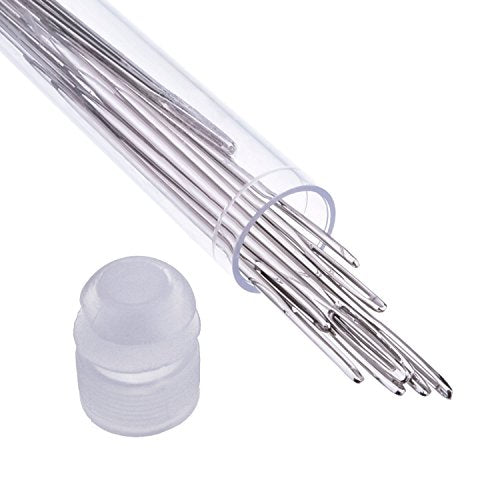 Large-Eye Stitching Needles for Leather Projects with Clear Bottle, 20 Pack - size: 5.2 cm