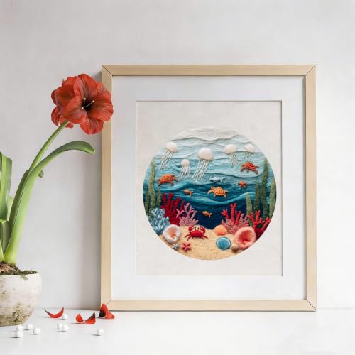 LYMIGER 3 Packs Embroidery Kit for Adults, Embroidery for Beginners (Sea-1) - color: Sea-1