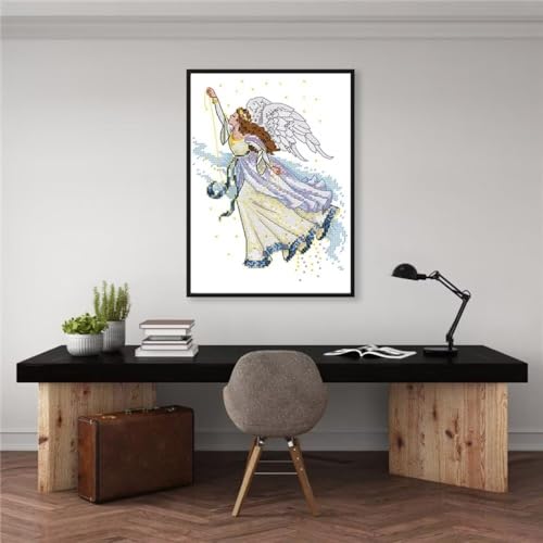 Stamped Cross Stitch Kits for Beginners- Full Set of Butterfly Fairy Embroidery for Adults,11 CT 3 Strands DIY Patterns Counted Arts Craft 9.5×13.7 inch - color: Butterfly Fairy