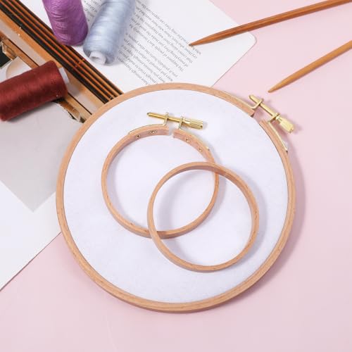 2 Pieces Embroidery Hoops 3 Inch and 6 Inch Cross Stitch Hoop Beech Wood Circle Hoop Ring Round Small Embroidery Frame for DIY Embroidery, Craft Sewing and Ornaments - size: 3 inch, 6inch