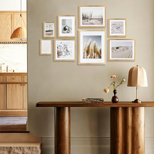 ArtbyHannah Gallery Wall Frame Set, 8 Pack Gold Picture Frames, Large - color: Gold, size: Large