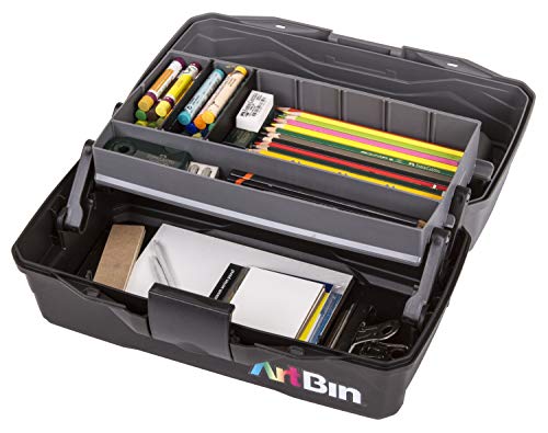 ArtBin 1-Tray Art Supply Box with Handle, Gray/Black - style: One Tray