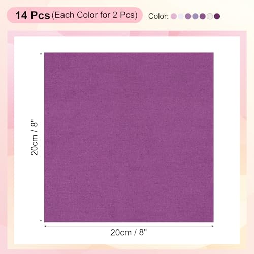 PATIKIL Cotton Fabric Bundles, 14 Pcs 8 x 8 Inch Fat Quarter Solid Color Precut Fabric Squares for Sewing Patchwork Quilting DIY Crafts, Purple - color: Purple, size: 8 x 8 Inch