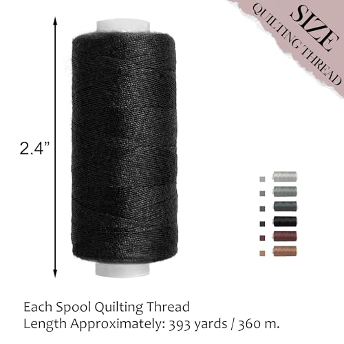 Quacc 6 Colors Sewing Thread Kit Strong Polyester Quilting Thread 393 Yards Per Spools for Machine DIY Hand Sewing (Black Series)