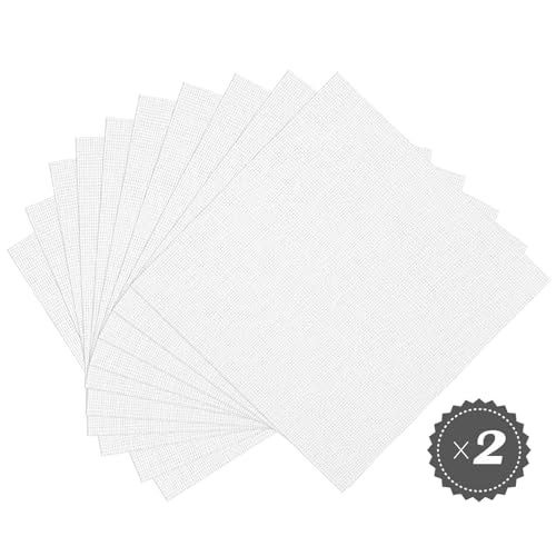 20 PCS Linen Embroidery Fabric, 9.8 × 9.8 Inch Bright White Fabric - color: Bright White, size: 9.8×9.8 Inch