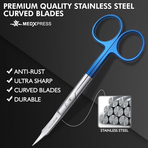 Blue Handle Premium Embroidery Scissors Curved for Art & Craft Hydroponic Scissors With Heavy-Duty Grooming Scissors for Precise Cutting & Crafting Sewing Applique Scissor.