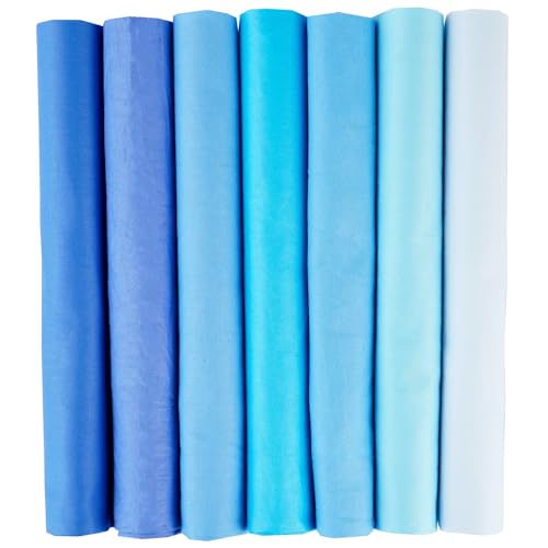 7PCS Solid Color Cotton Fabric Squares 20" x 20" Fat Quarter Fabric Bundles Craft Fabric for Patchwork Sewing Quilting Crafting DIY (Blue) - color: Blue