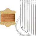 VONEEDL Upholstery Repair Kit: Waxed Sewing Thread (Ligth Brown Color) & Heavy Duty Needles (11 PCS) for Leather, Canvas & Quilting Thread - color: Light Brown