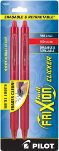 PILOT FriXion Clicker Erasable, Refillable & Retractable Gel Ink Pens, Fine Point, Red Ink, 2-Pack (31462) - color: Red Ink, size: 2 Count (Pack of 1), style: Fine Point