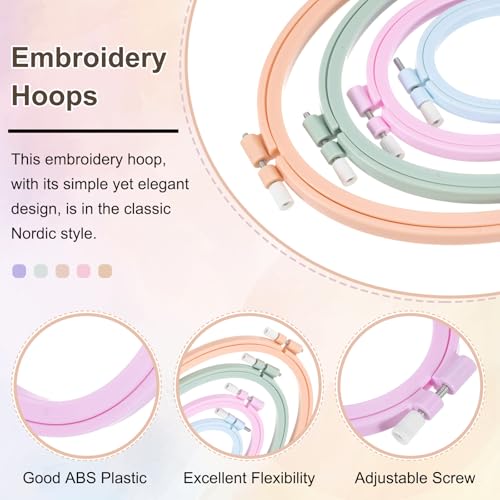 PATIKIL 2 Pieces 4.7" x 5.7" Oval Embroidery Hoops, Adjustable Cross Stitch Hoops Ring ABS Plastic Embroidery Frame Punch Needle Hoop for Sewing, Needlework, DIY Craft, Light Purple - color: Light Purple, size: 4.7" x 5.7"