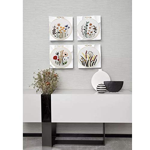 3 Sets of Beginner Embroidery Kits with 3 Patterns and 6 Needles, Needlepoint Kits for Adults,Including Embroidery Floss,3 Plastic Hoops and 3 Cotton Fabric