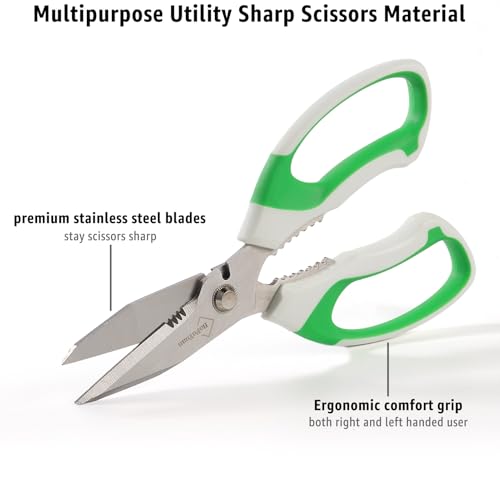 BoFuYuan Utility Scissors All Purpose heavy duty 8-Inch Green - color: Green