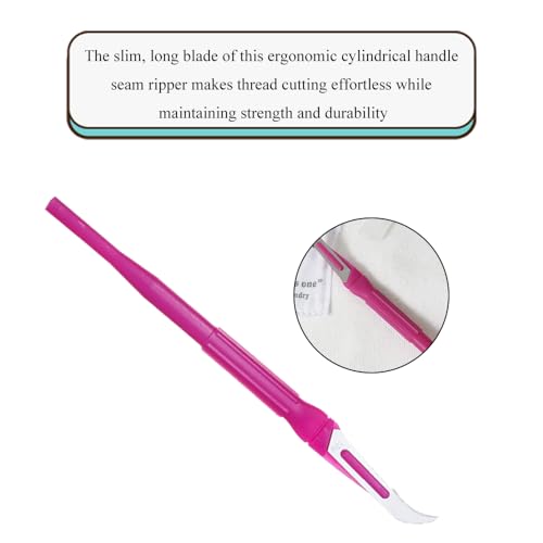 HAHIYO Pink Seam Ripper Ergonomic Grip Thread Stitch Remover Sewing Stitch Cutter Thread Ripper Unpicker Sewing Supply for Crafting Notions Quilting Hem with Cylindrical Handle, 5.3-Inch 2PCs