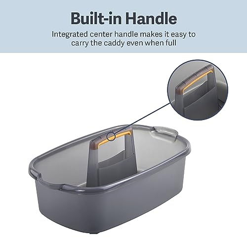 Casabella Cleaning Storage Caddy with Handle Plastic Multipurpose Organizer, Rectangle, 1.85-Gallon, Gray - color: Gray, size: 1.85 Gallon