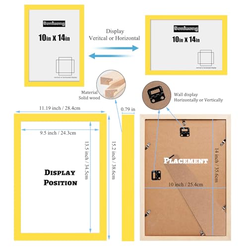 10x14 inch Wood Picture Frames for Wall Hanging,Diamond Painting Frames Rectangle Baby Scan Picture Frame for Family Walls Decoration,Anniversary,Wedding,Christmas,Halloween,Shower,Certificate (Yellow) - color: Yellow, size: 10x14 inch