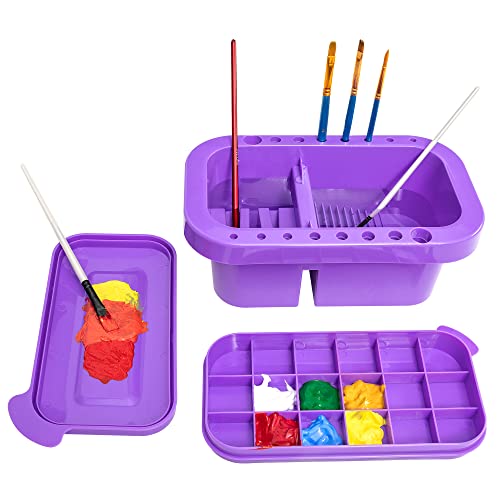 MyLifeUNIT Paint Brush Cleaner, Paint Brush Holder with Palette, Purple - color: Purple