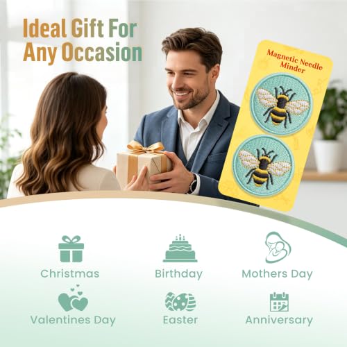 DELLAN 2-Pack Magnetic Needle Minder, Cute Bee Needle Holder - color: Bee&Bee