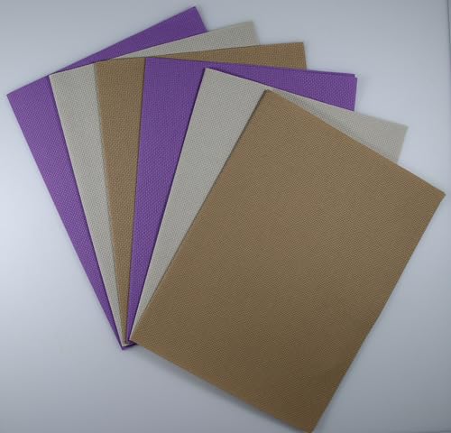KCS 6 pc of 12" x 18"(30cmx45cm) 14CT Counted Cotton Aida Cloth Cross Stitch Fabric (Pearl Grey+Khaki+Lavender) - color: Pearl Grey+khaki+lavender
