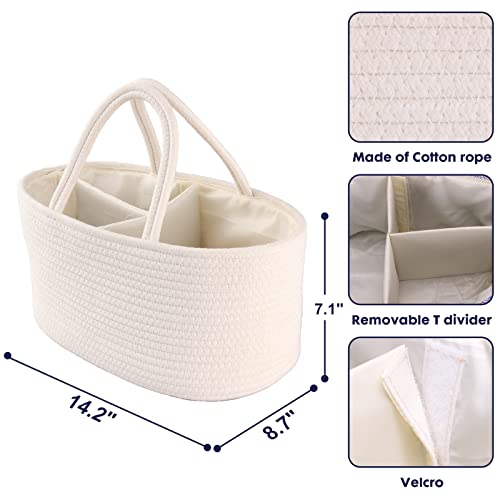 XUANGUO Cotton Rope Baby Diaper Caddy Organizer Basket with Handles White - color: White, size: Regular