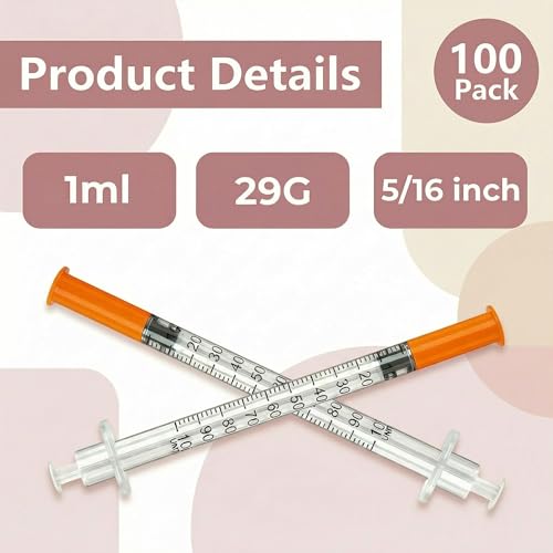 1ml 29G 5/16" (8mm), Individually Wrapped Laboratory Tools, Box of 100 - size: 1ml 29G 5/16 Inch