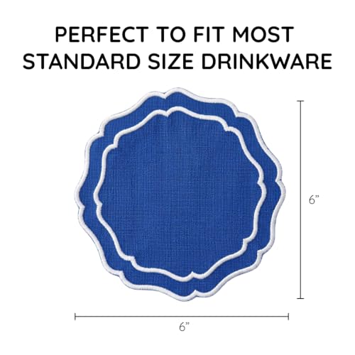 Linen Coasters for Drinks, Set of 6, 6 inch, Royal Blue - color: 1251 - Royal Blue, size: 6 inches