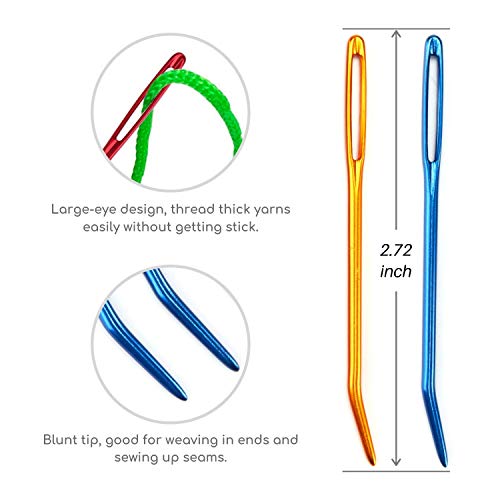 Wool Needles Colorful Bent Tip Tapestry Needles Large-Eye Aluminium Sewing Knitting Needles