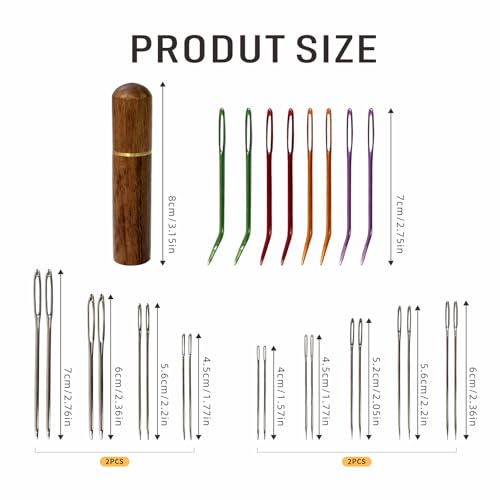KaiserNgu 26PCS Yarn Needles, Large Eye Tapestry Needles for Crochet Repair, Blunt and Sharp Darning Needles with Solid Wood Case
