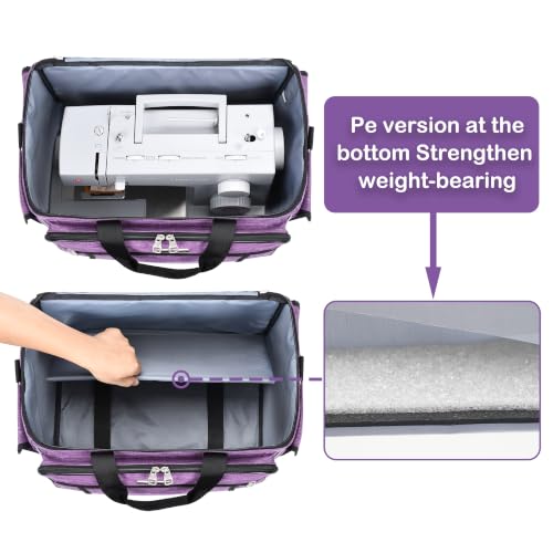 CAB55 Sewing Machine Case - Carrying Bag with Removable Padding, Tote for Machine and Accessories - color: Purple