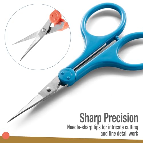 Beaditive High Precision Detail Scissors Set (2-Pc) Sharp, Fine Tips | Paper Cutting, Scrapbooking, Sewing, Crafting | Stainless Steel | Protective Cover (Mid Century) - color: Mid Century