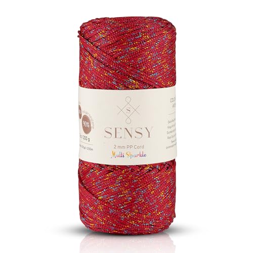 S Sensy 2mm Premium Polypropylene Macrame Cord Dark Red Multi Sparkle 252yd - color: Dark Red Multi Sparkle, size: 1 Skein