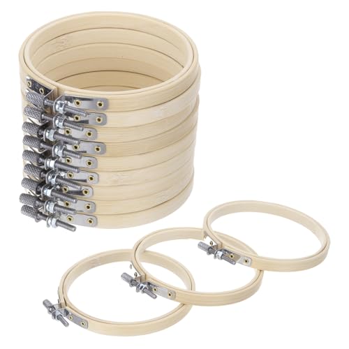 MECCANIXITY 6 Pieces 4 Inch Embroidery Hoops Adjustable Round Bamboo Circle Cross Stitch Hoop Ring for Art Craft Handy Sewing Needlework DIY Decoration - size: 4 Inch