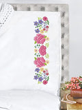 Peony Floral Stamped for Embroidery Pillowcases - Set of 2