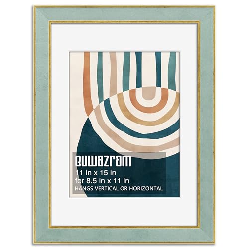 Suede 11x15 Frame - Single Frame, Christmas Elegant Mint 11 x 15 Poster Frame with Mat for 8.5x11, 11x15 Picture Frames for Artwork, Puzzles, Photos and Movie Posters - color: Mint, size: 11" x 15" / 8.5" x 11" mat
