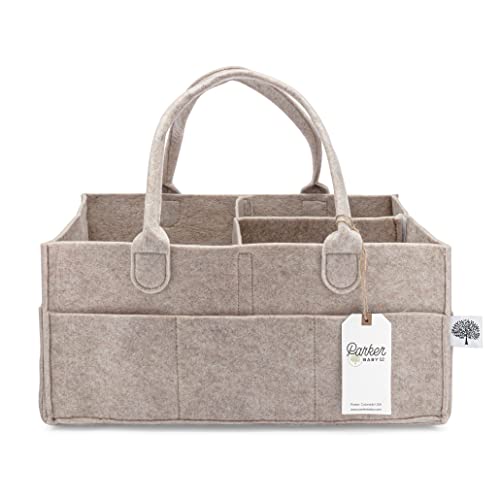 Parker Baby Co. Felt Diaper Caddy Organizer - Large, Oatmeal - color: Oatmeal (Heathered Brown), size: Large