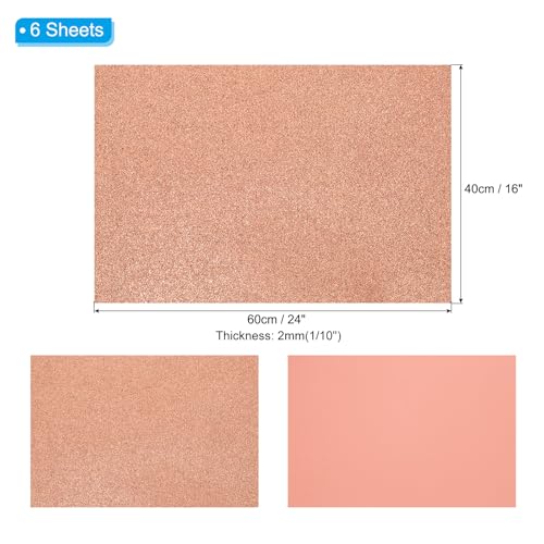 PATIKIL 2mm(1/10") Thick Non Adhesive Glitter Foam Sheet 16x24inch(40x60cm) Light Yellow, EVA Shiny Foam Board for Craft, 6 Pcs - color: Light Yellow