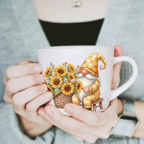 GLOBLELAND 18 Sheets Sunflower Gnome Transfer Stickers 3.9x3.6inch - style: Sunflower Gnome