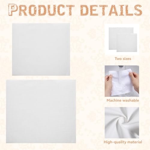 10 Pcs White Embroidery Fabric Squares, Pre-Cut Cotton Cloth Precuts for Hand Embroidery, Cross Stitch & Needlework, Multi-Size 8"x8" and 6"x6"