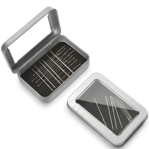LIGHUFEIC 2 Pack Magnetic Needle Case with Clear Window, Portable Sewing Needle Holder Storage Box for Cross Stitch Embroidery, Rectangle Magnetic Needle Minder Keeper for Pins Organizer (Silver)