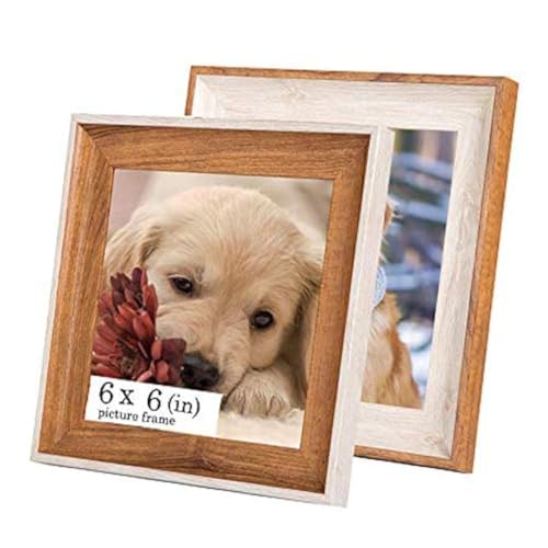 Wooden 6x6 Square Picture Frames with Acrylic -Set of 2- Wall Mount & Table top Display Photo Frames Decor, Great for Baby Pictures, Weddings, Portraits,Christmas gifts