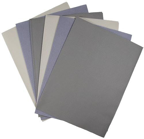 KCS 4/6 pc of 12" x 18" (30cmx45cm) 18CT Counted Cotton Aida Cloth Cross Stitch Fabric (6 pc, Pearl Grey+Light Steel Grey+Medium Grey) - color: Pearl Grey+light Steel Grey+medium Grey, size: 6 pc