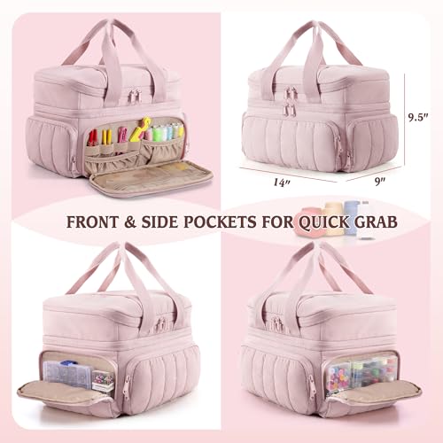 Marscamd Sewing Organizer Bag with Detachable Dividers, Pink (Bag Only) - color: Pink