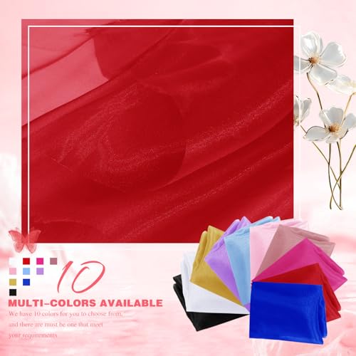 VACVELT Red Sheer Organza Fabric by The Yard 60" Wide (2 Yards) - color: Red, size: 2 Yards