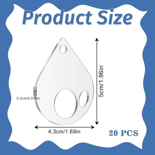 50Pcs Acrylic Embroidery Floss Organizer with 1Pc Hinged Ring, 50x43x2.5mm Slim Thread Bobbins for DIY Sewing & Craft Projects (Teardrop)