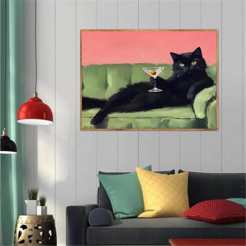 TCDZMYGS Stamped Cross Stitch Kits for Beginners,Black Cat-12x16in - color: cross stitch-black cat
