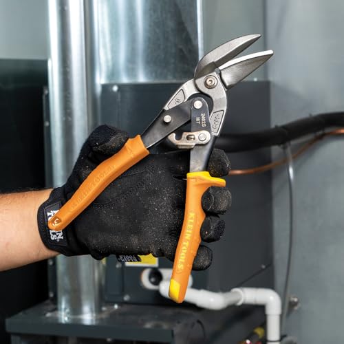 Klein Tools 2402S Straight-Cutting Offset Snips, Aviation Tin Snips with Forged Blade for Precision Sheet Metal Cutting - style: Straight-Cutting