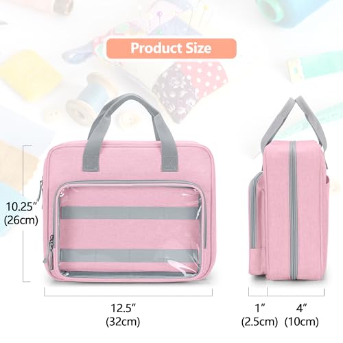 LUXJA Sewing Storage Organizer with Folio Open Design, Pink - color: Pink