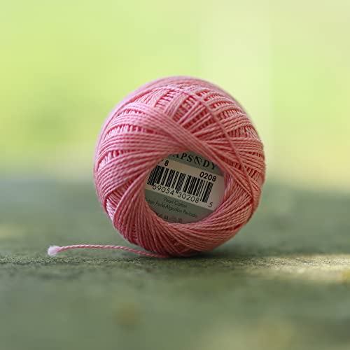 Rhapsody Pearl Cotton Thread Size 8 Crochet Thread Perle 12 Balls Set Hand Knitting, Embroidery, Sashiko, Cross-Stitch, Sewing, Needlepoint, DIY, Quilting (Cranberry, Col. 226) - color: Cranberry, Col. 226