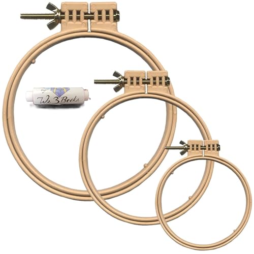 Morgan Quality Products No-Slip Embroidery Hoops Bundle, Interlocking Tongue and Groove Design (9", 7", and 5") - size: 9", 7", and 5"