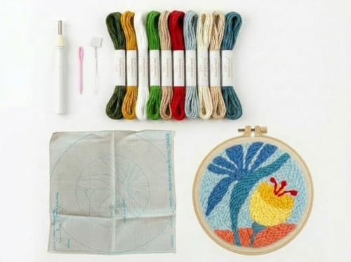 Meoe&heome Punch Needle Kit for Beginners, DIY Embroidery Set with 20+ Patterns(Blue Bloom) - color: Blue Bloom